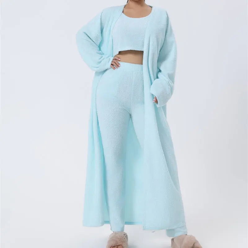 Cozy Pajama Set, 3 Piece Lounge Set, Cute Loungewear, Warm Suit Sets, Matching Set, Lounge Set, 3 Piece Pant Sets, Women Winter Dress - ITX WEARS