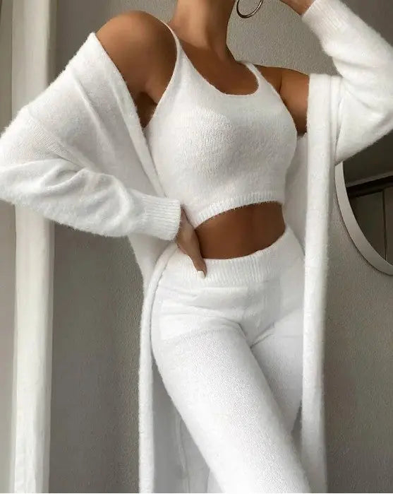 Cozy Pajama Set, 3 Piece Lounge Set, Cute Loungewear, Warm Suit Sets, Matching Set, Lounge Set, 3 Piece Pant Sets, Women Winter Dress - ITX WEARS