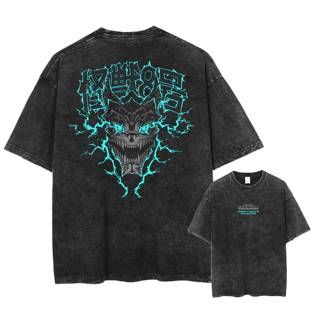 "DEMONIC" - Kaf-Hib - Monster #8 Anime Vintage / Acid Washed Oversized T-Shirt - ITX WEARS