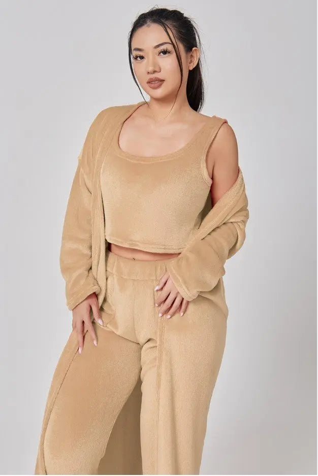 Cozy Pajama Set, 3 Piece Lounge Set, Cute Loungewear, Warm Suit Sets, Matching Set, Lounge Set, 3 Piece Pant Sets, Women Winter Dress - ITX WEARS