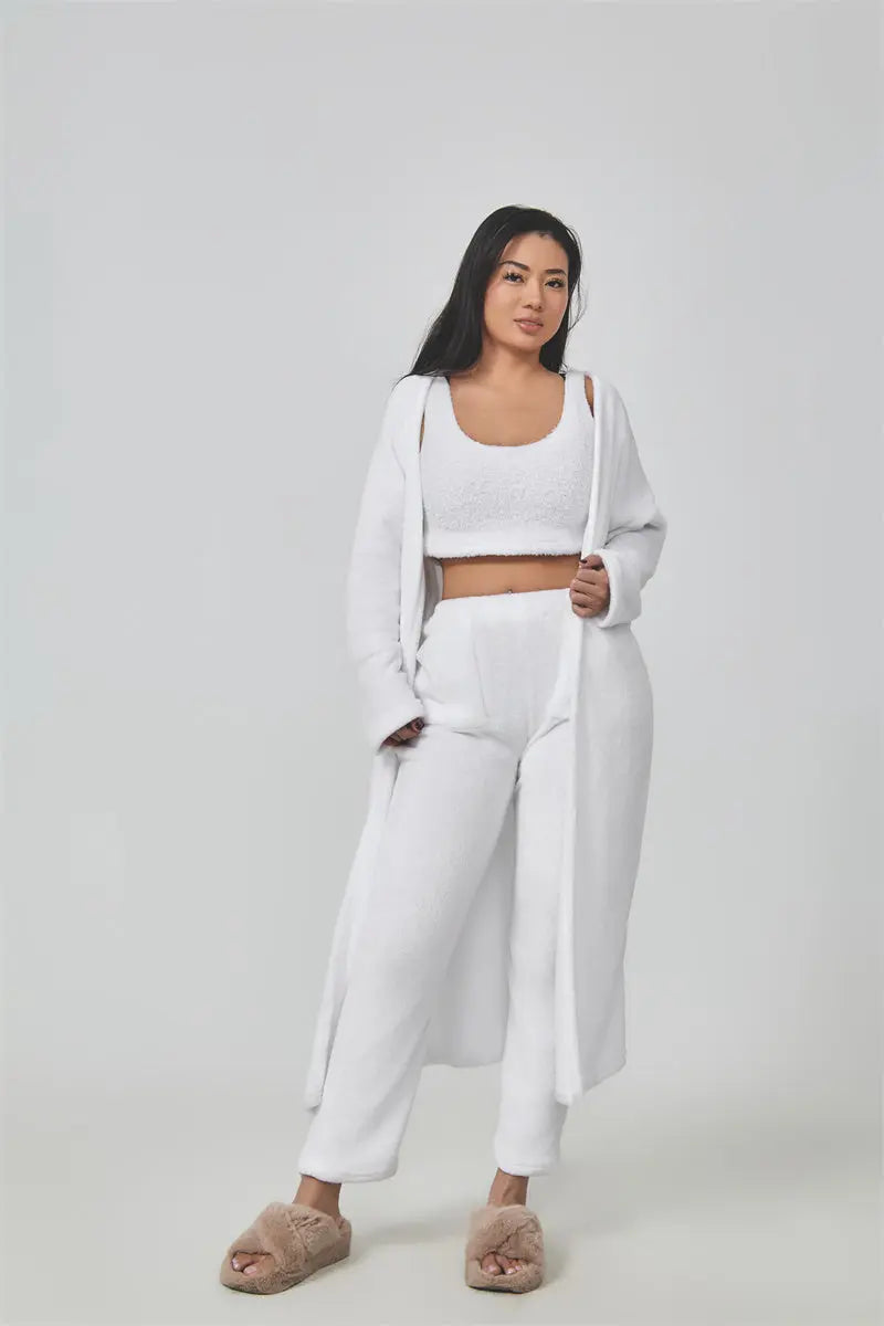 Cozy Pajama Set, 3 Piece Lounge Set, Cute Loungewear, Warm Suit Sets, Matching Set, Lounge Set, 3 Piece Pant Sets, Women Winter Dress - ITX WEARS